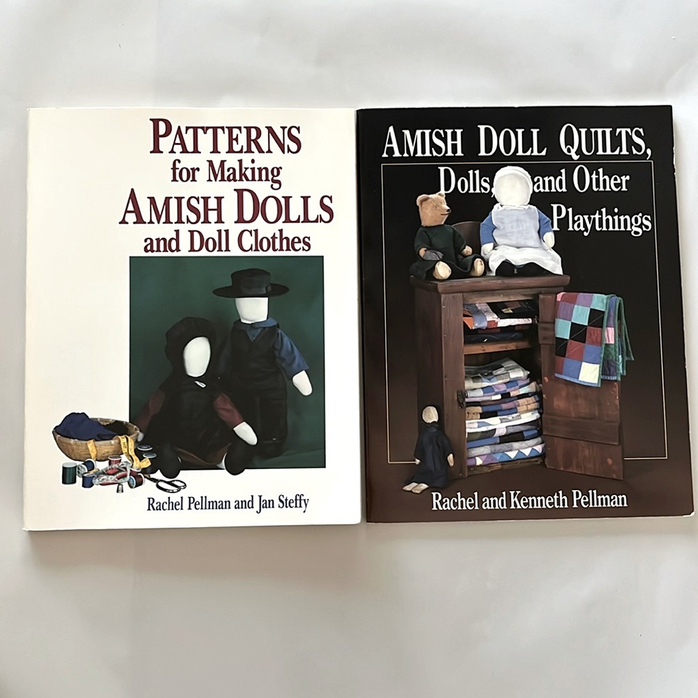LOT 2 Amish Dolls BOOKS Patterns Doll Clothes Quilts Playthings Rachel Pellman